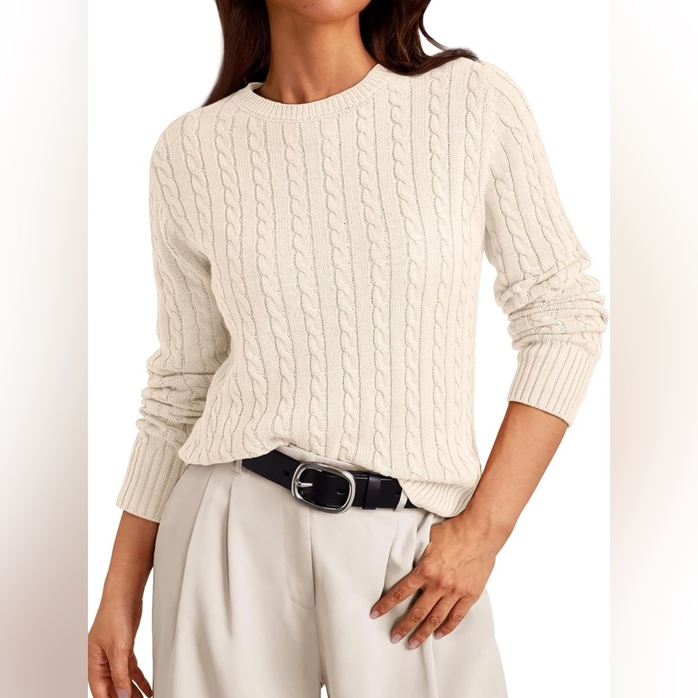LILLUSORY Cable Knit Sweater Womens Soft Pullover Lightweight Small